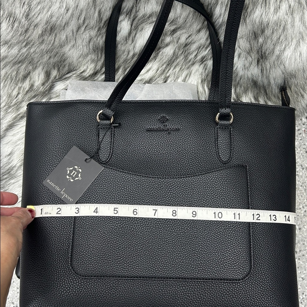 Nanette Lepore Black Tote with Geometric Pouch - Picture 2 of 16